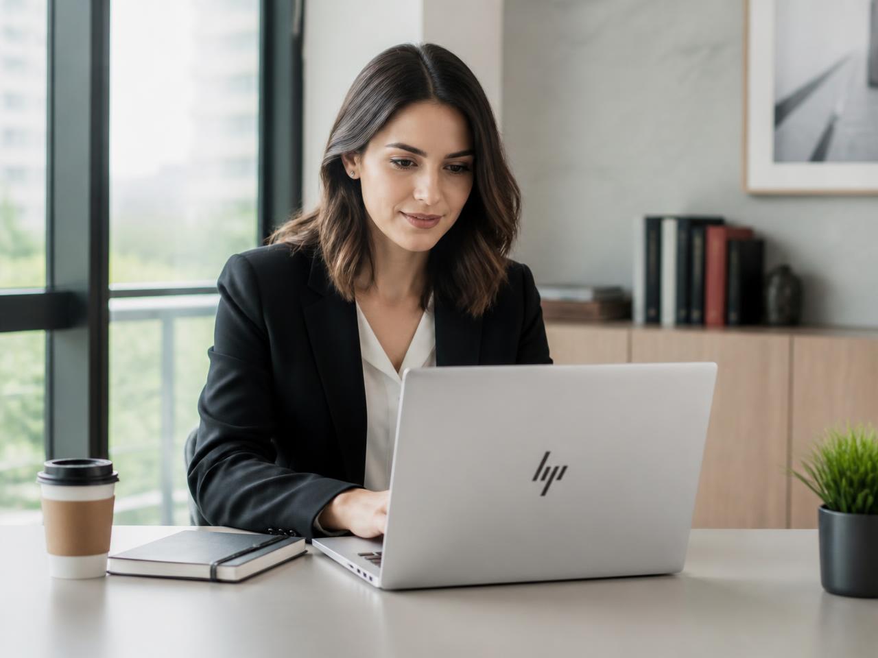 Profesional trabajando en un portátil HP